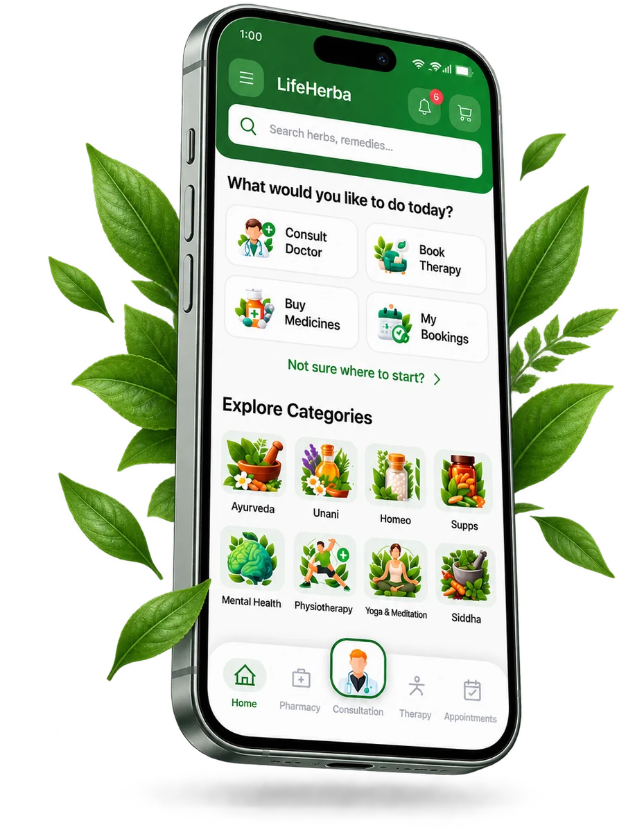 The LifeHerba app on a phone
