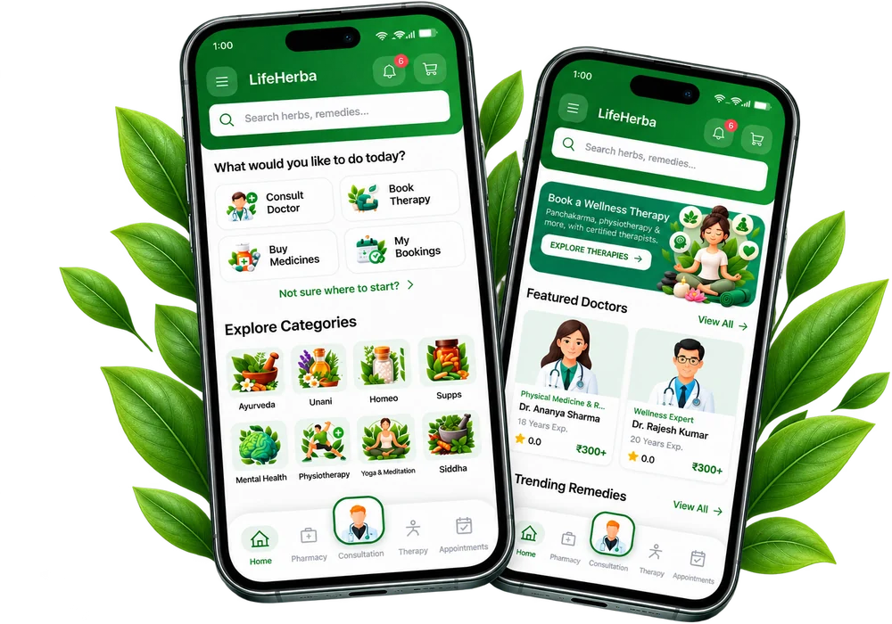 The LifeHerba app on two phones